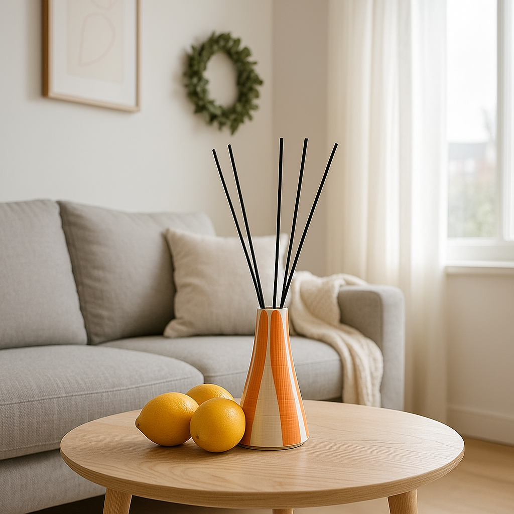 Hand-painted glazed ceramic diffuser – Orange Blossom