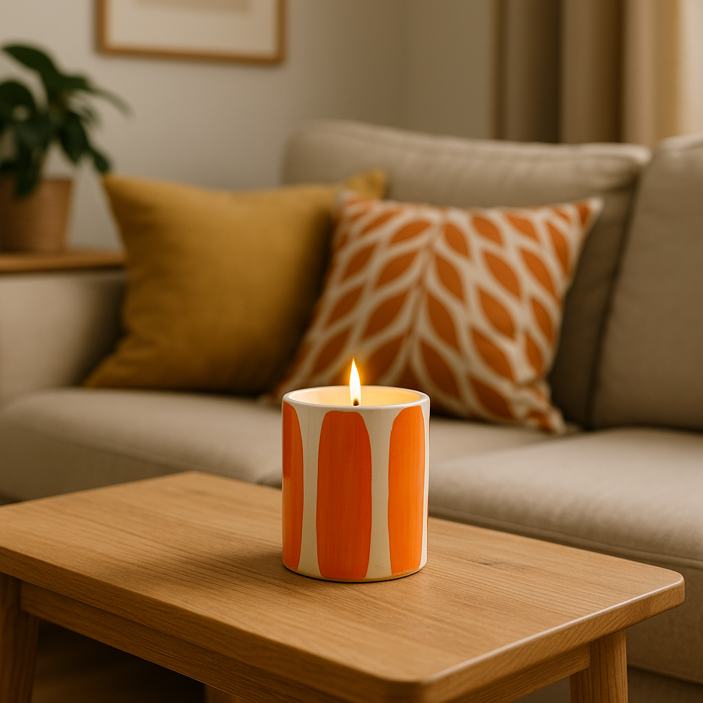 Hand-glazed ceramic candle – Orange Blossom 