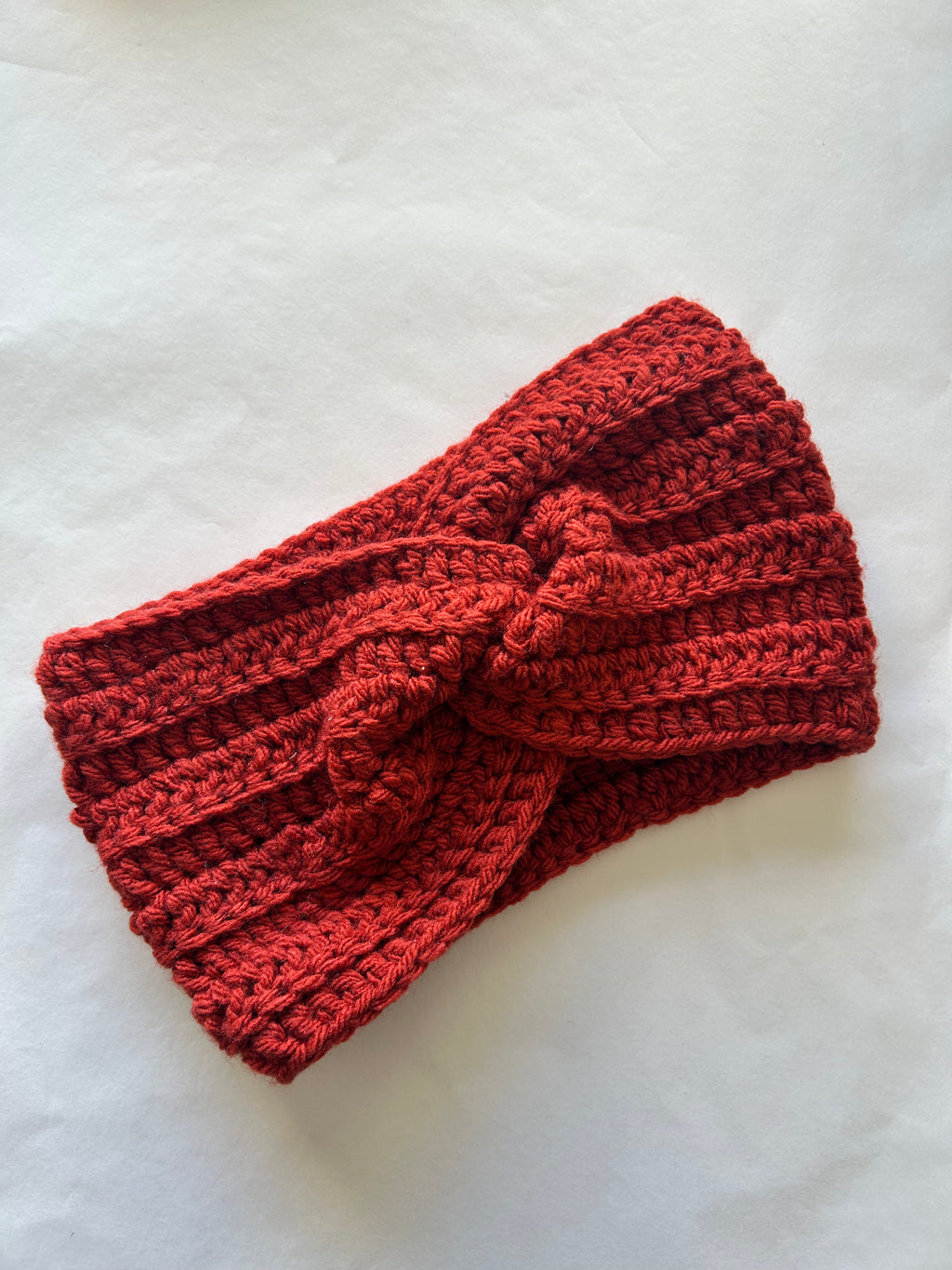 Bandeau large en crochet fait main - Couleur Brique