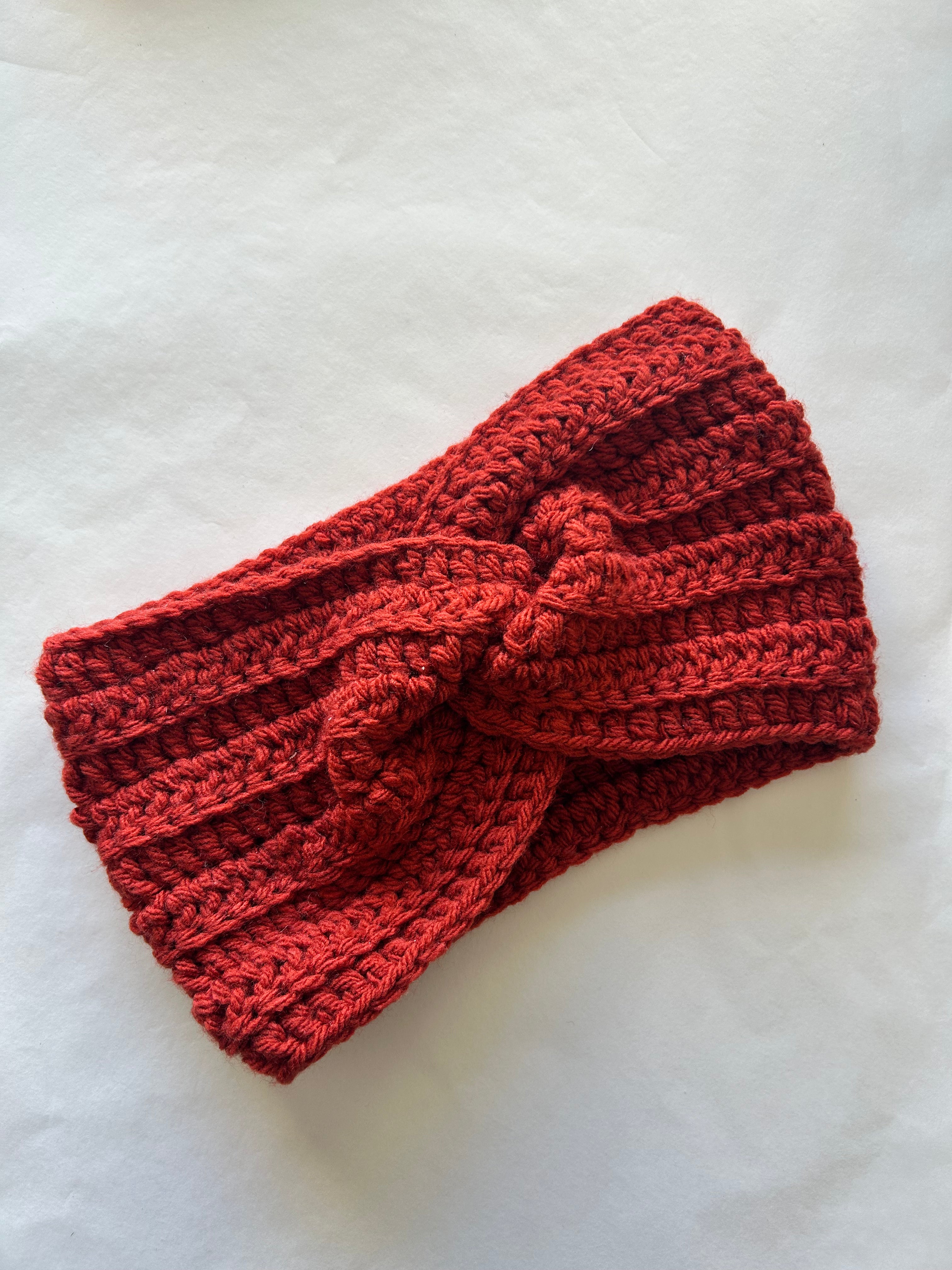 Bandeau large en crochet fait main - Couleur Brique
