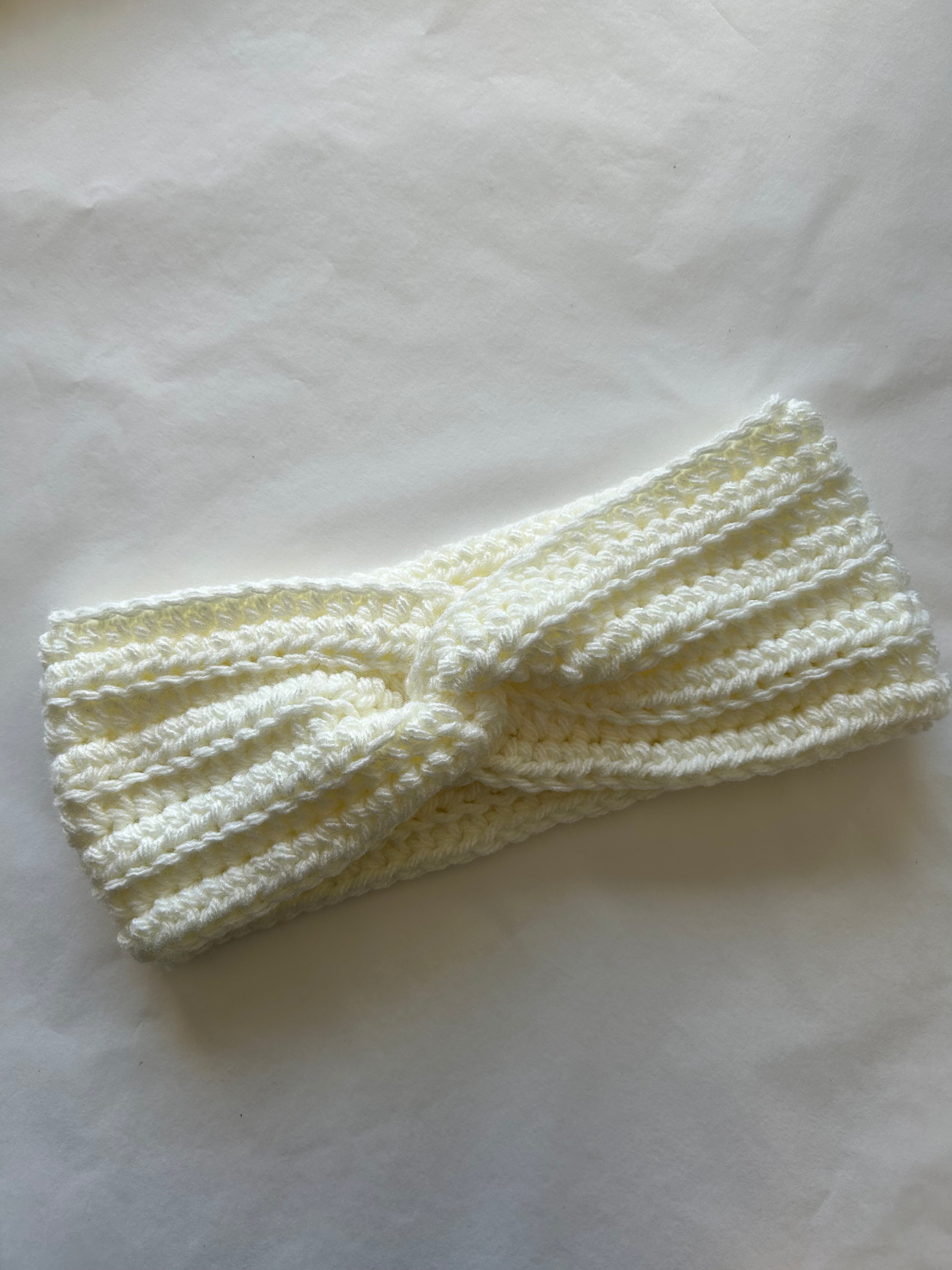 Bandeau en crochet fait main - Blanc