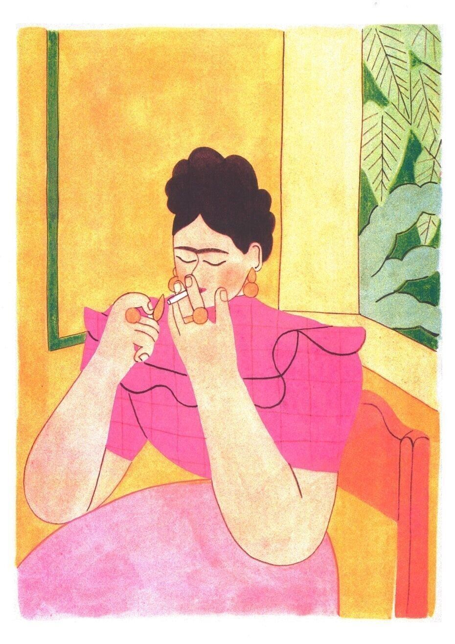 Risograph Poster - Morgane Fadanelli - Frida Kahlo