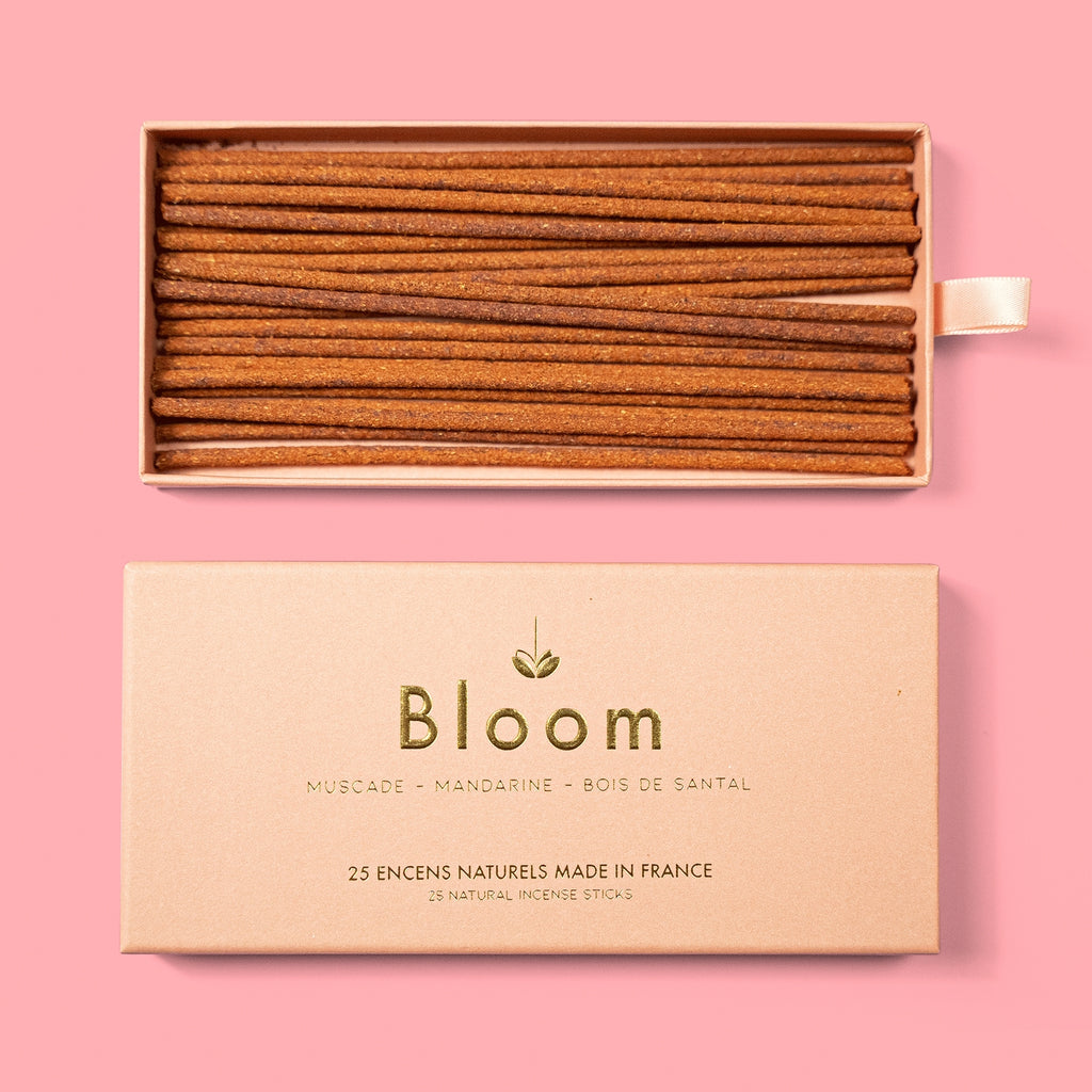 Set of 25 natural French incense sticks – Mandarin, nutmeg and sandalwood