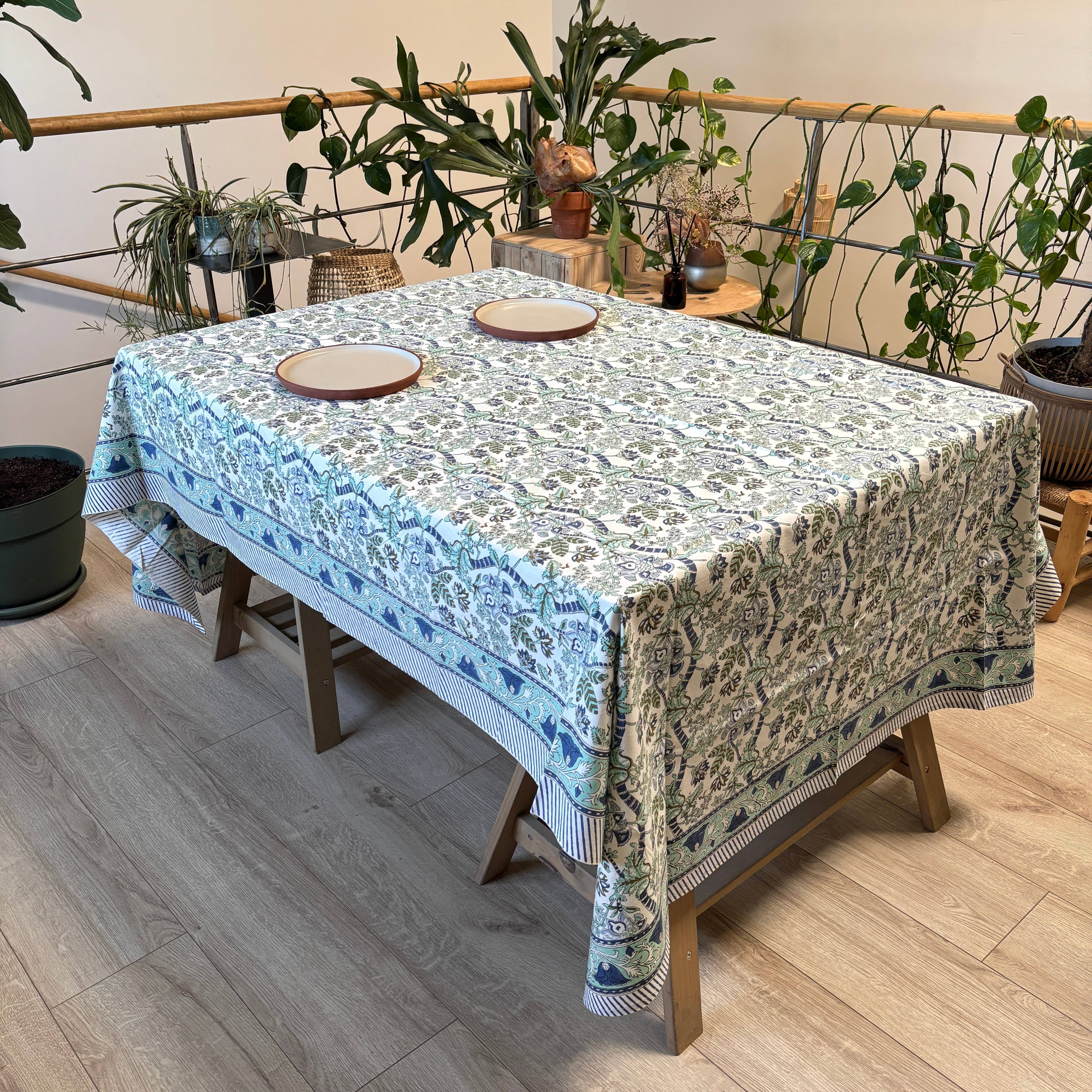 Nappe blockprint "Déjeuner à Côme"