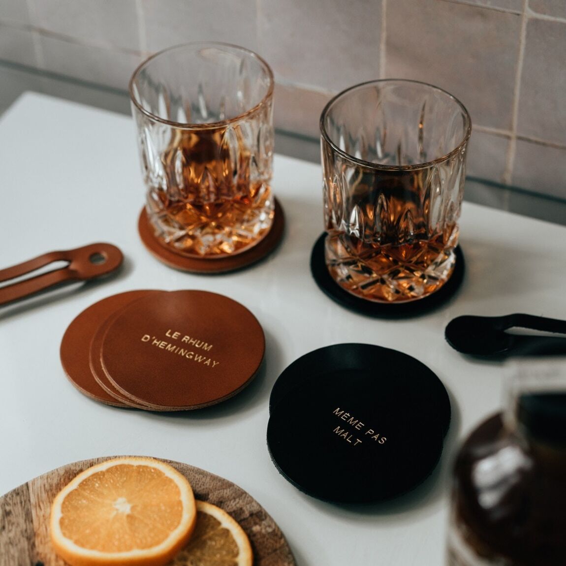 Leather Coasters: Icons