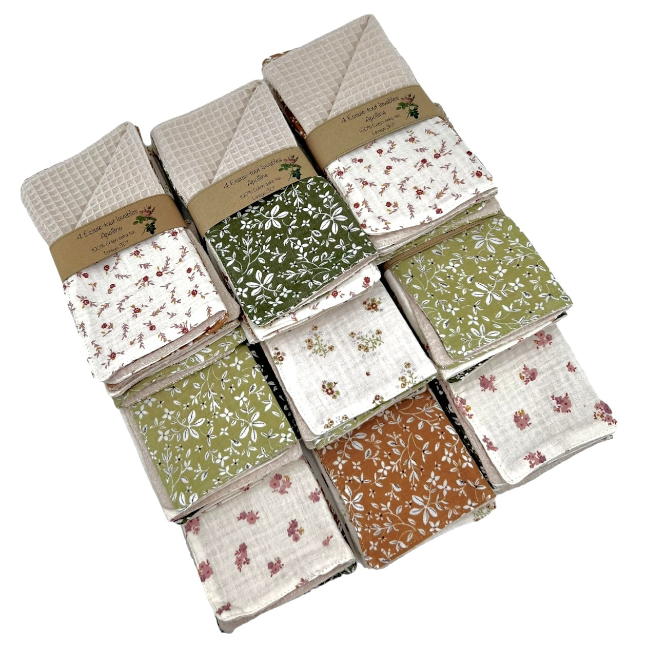 Set of 4 reusable "Apolline" paper towels