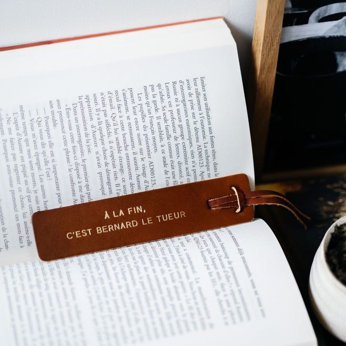 Leather Bookmark - In the End, Bernard is the Killer