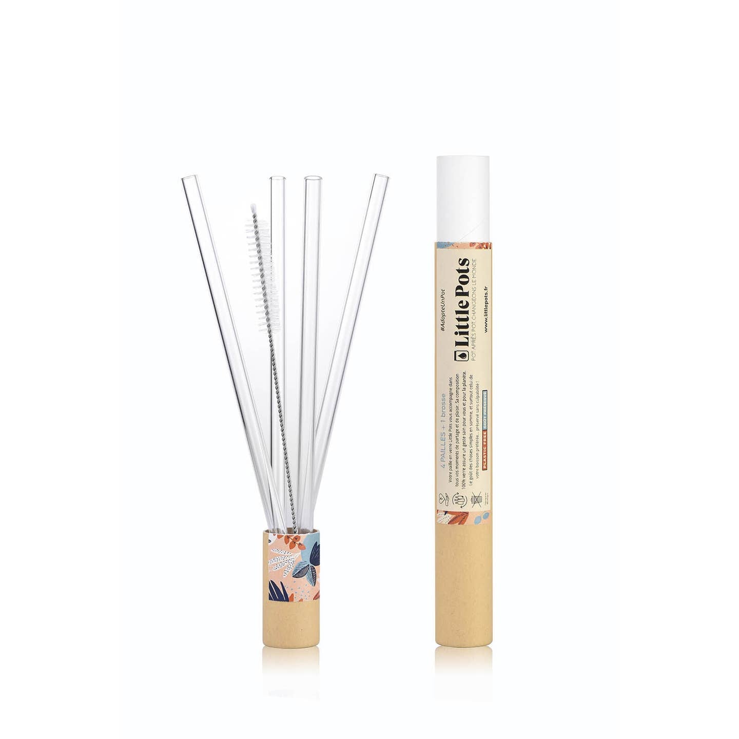 Set of 4 recycled glass straws