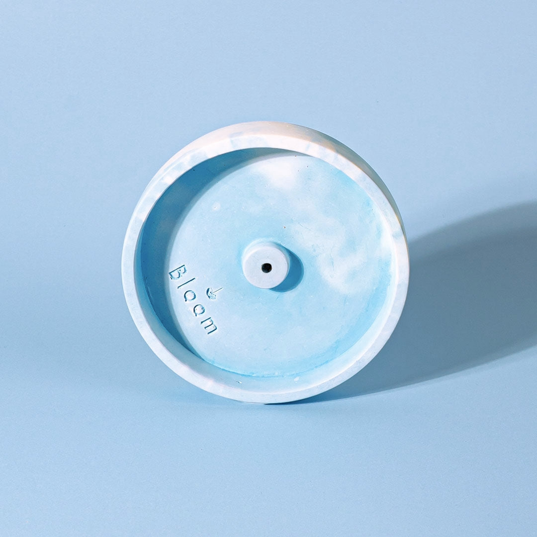 Natural Concrete Incense Holder Blue