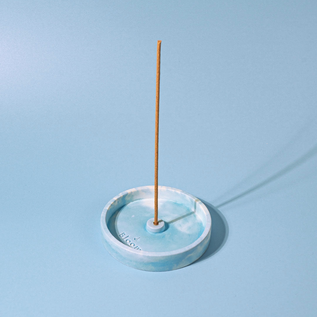 Natural Concrete Incense Holder Blue
