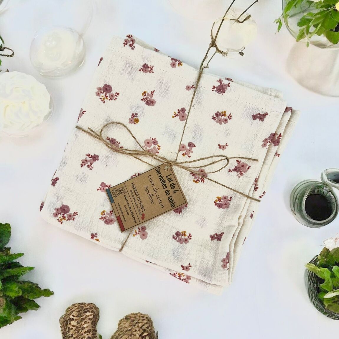 Set of 4 reusable napkins – “Apolline”