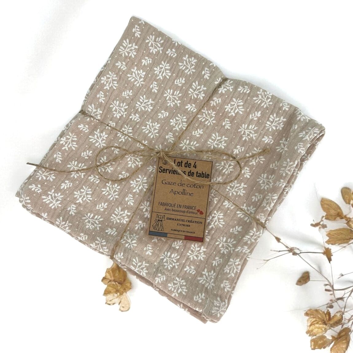 Set of 4 reusable napkins – "Nature"