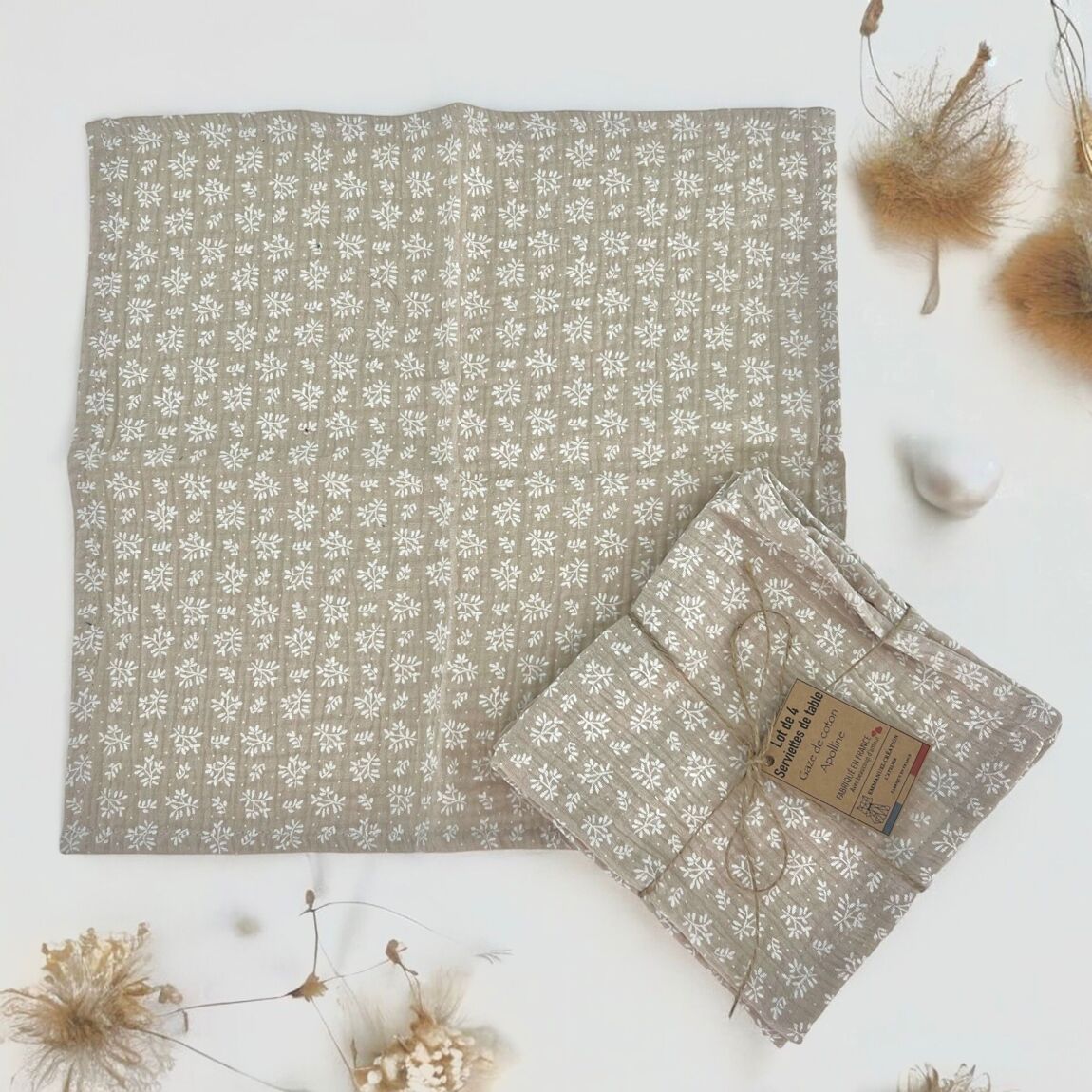 Set of 4 reusable napkins – "Nature"