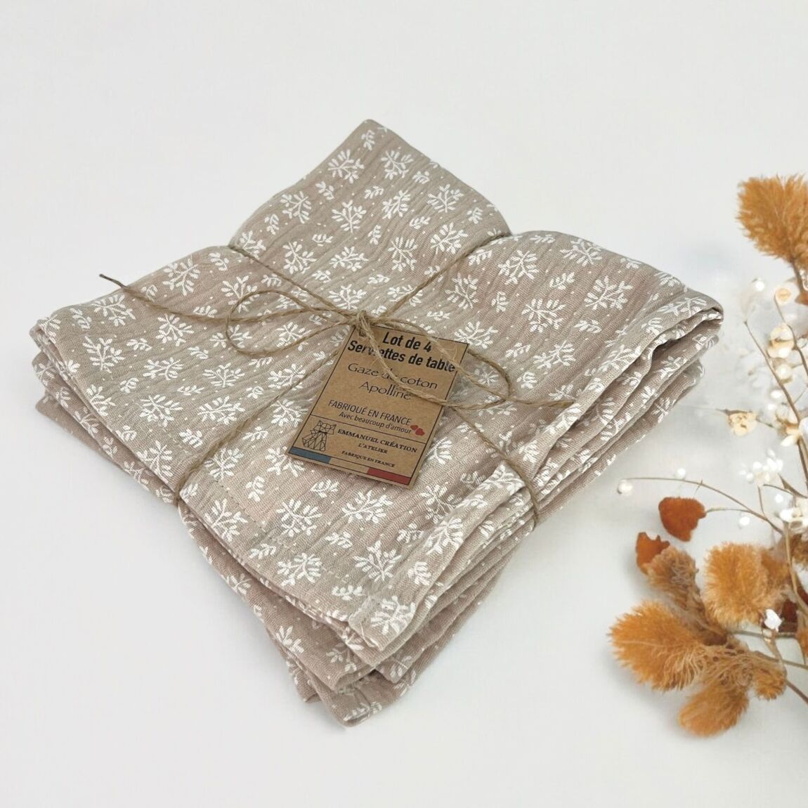 Set of 4 reusable napkins – "Nature"