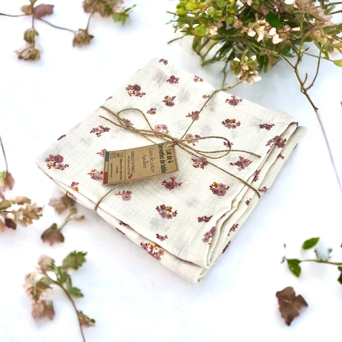 Set of 4 reusable napkins – “Apolline”