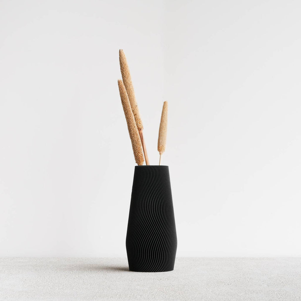 Wave vase made from recycled wood