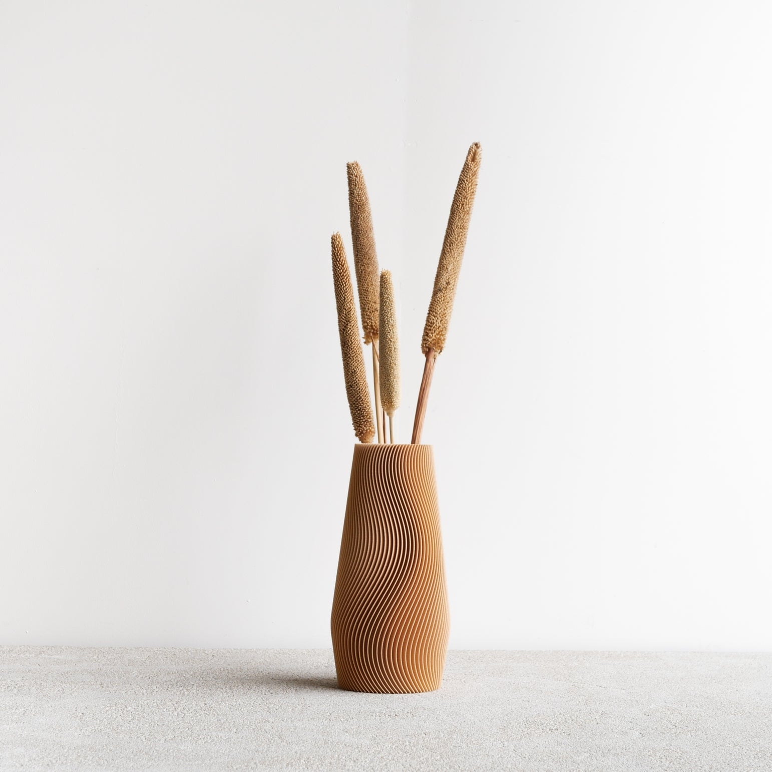 Wave vase made from recycled wood